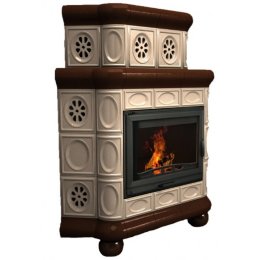 Каминная облицовка КимрПечь Медальон угловая двухъярусная Шоколад